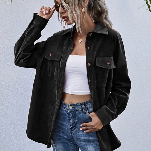 Boyfriend fit oversized shacket jacket corduroy - Picture 13 of 14